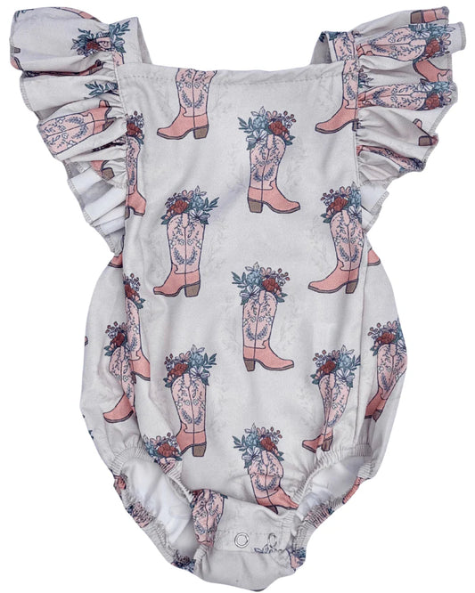 Shiloh Ruffle Romper-Cowgirl Boot