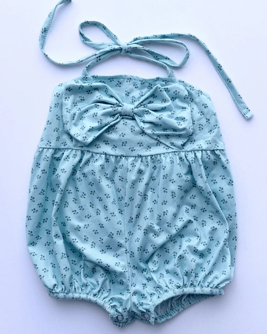 Dottie Bow Romper-Blue
