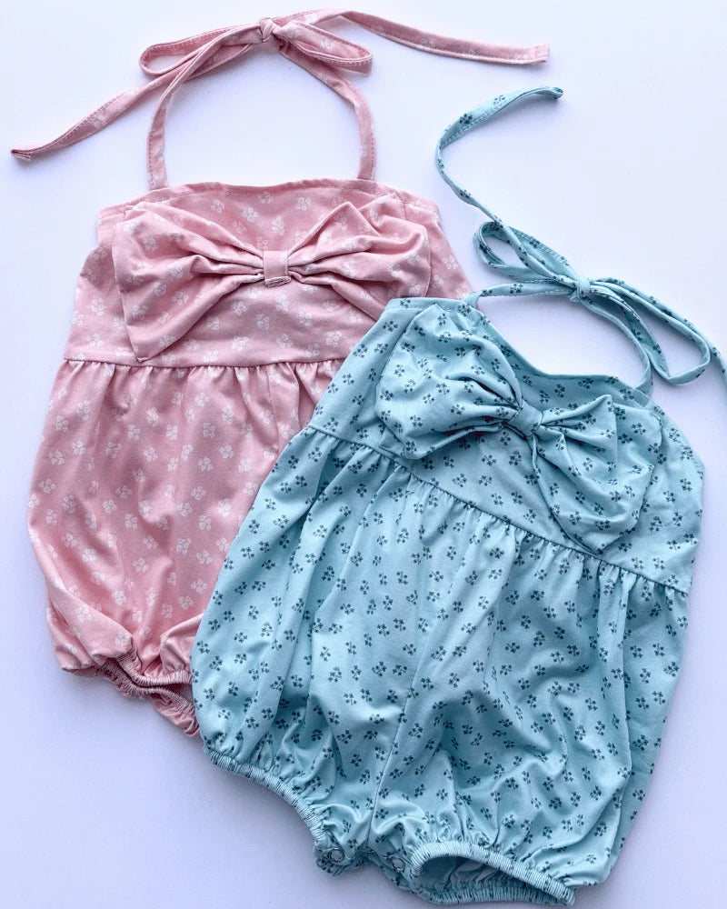 Dottie Bow Romper-Blue