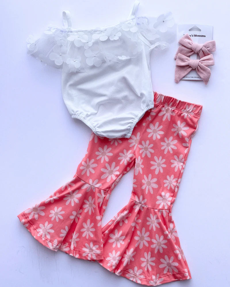 Keely Bell Bottoms-Coral Flowers