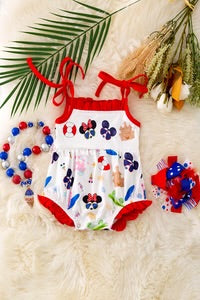 Red Accent Character Romper