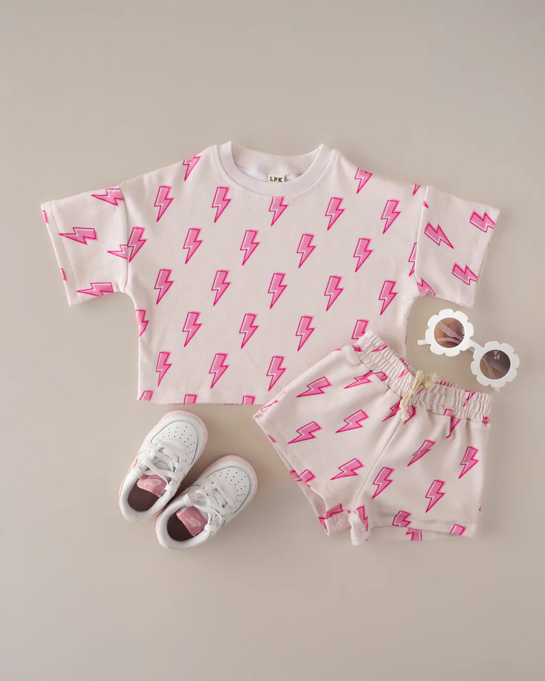 Lucky Panda Short Set-Pink Bolts