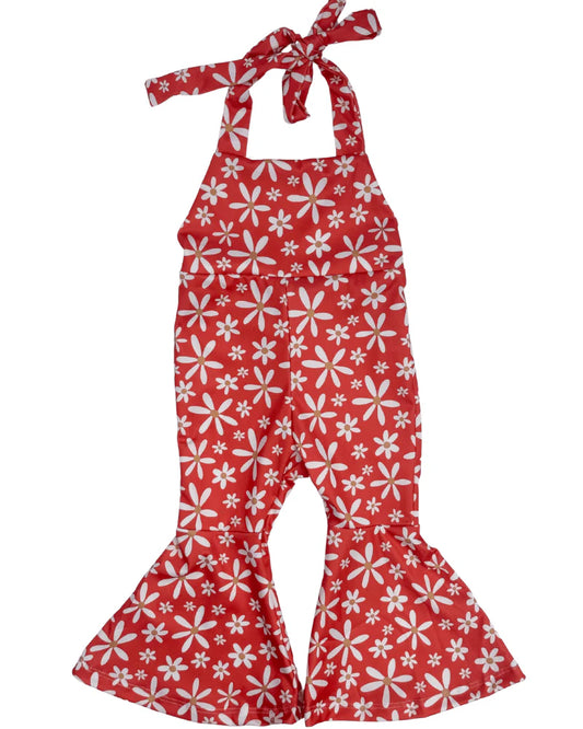 Orange Daisies Bell Bottom Jumpsuit
