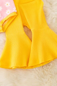 Daisy Ribbed pink and Yellow Set