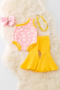 Daisy Ribbed pink and Yellow Set