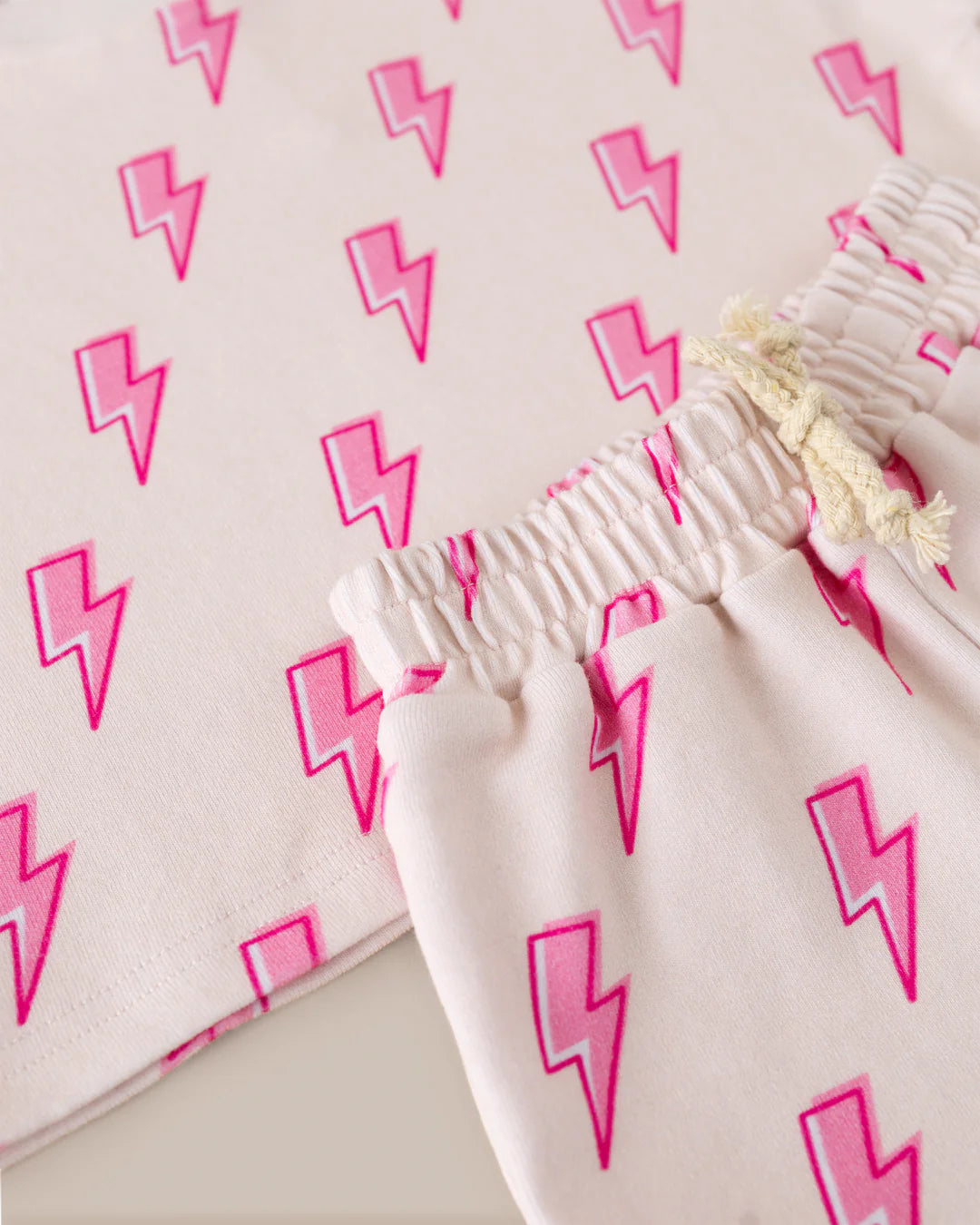 Lucky Panda Short Set-Pink Bolts
