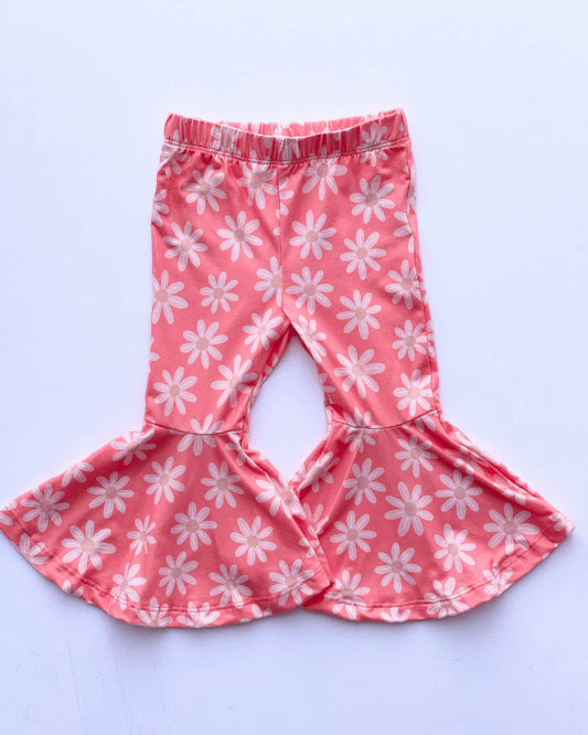 Keely Bell Bottoms-Coral Flowers
