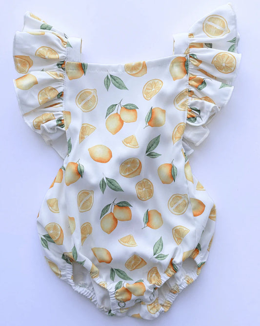 Shiloh Ruffle Back Rompers-Lemons