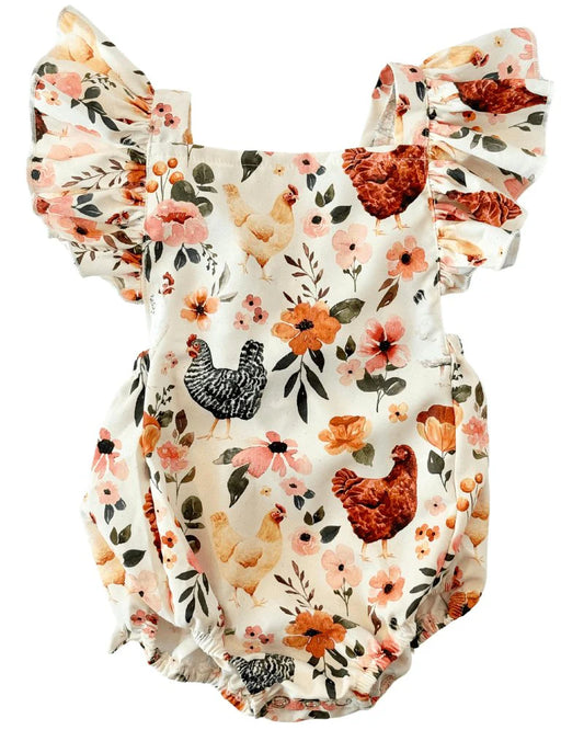 Shiloh Romper-Chickens