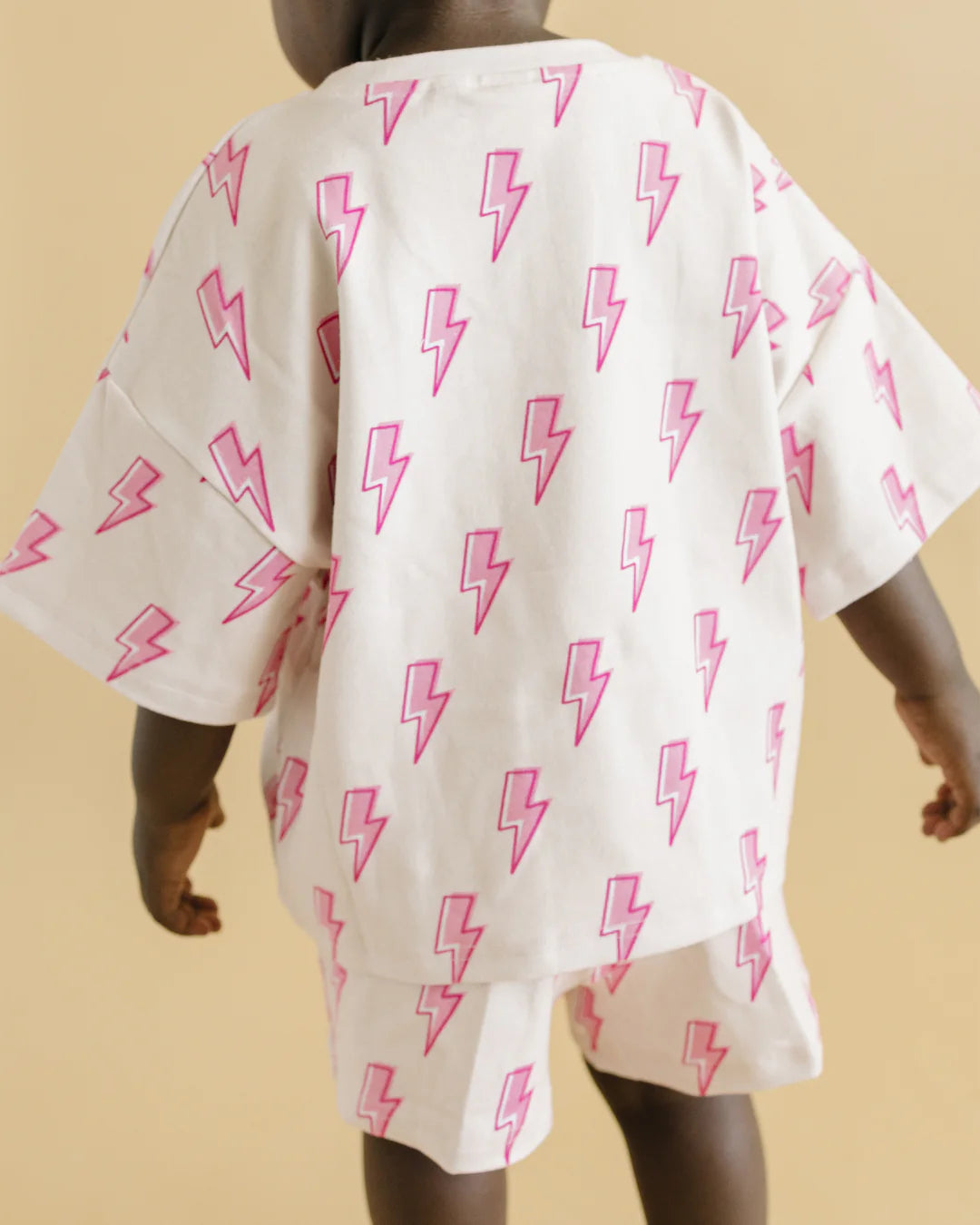 Lucky Panda Short Set-Pink Bolts