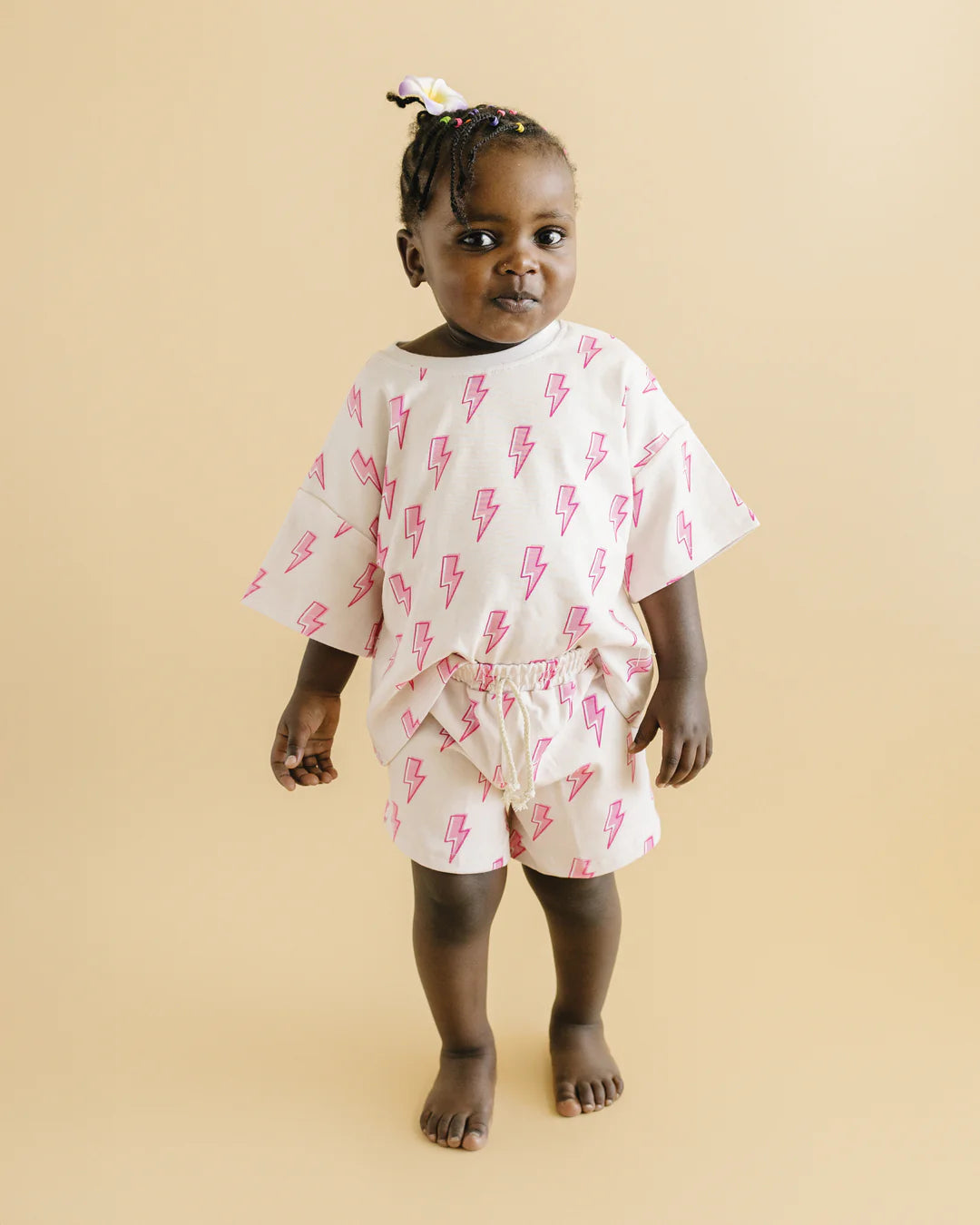 Lucky Panda Short Set-Pink Bolts