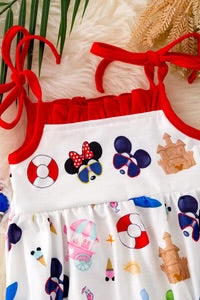 Red Accent Character Romper