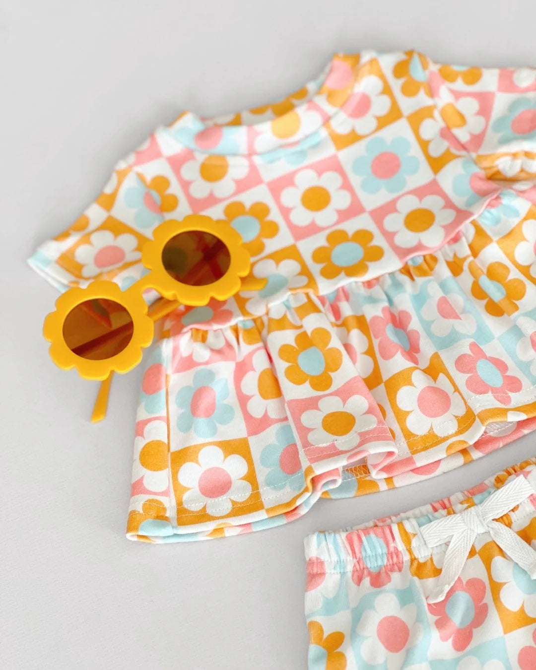 Cotton Peplum set- Checks and Flowers