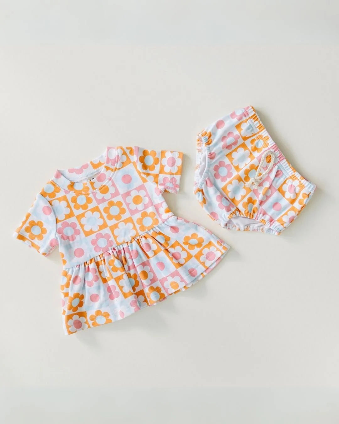 Cotton Peplum set- Checks and Flowers