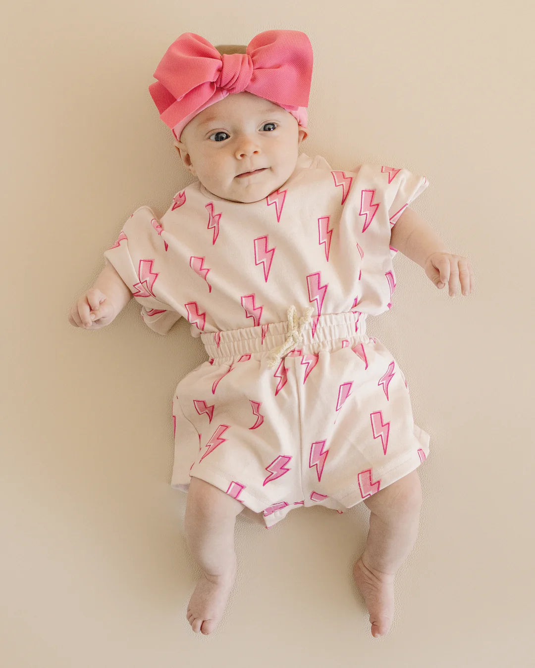 Lucky Panda Short Set-Pink Bolts