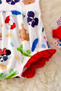 Red Accent Character Romper