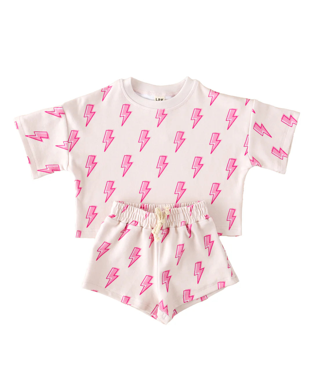 Lucky Panda Short Set-Pink Bolts