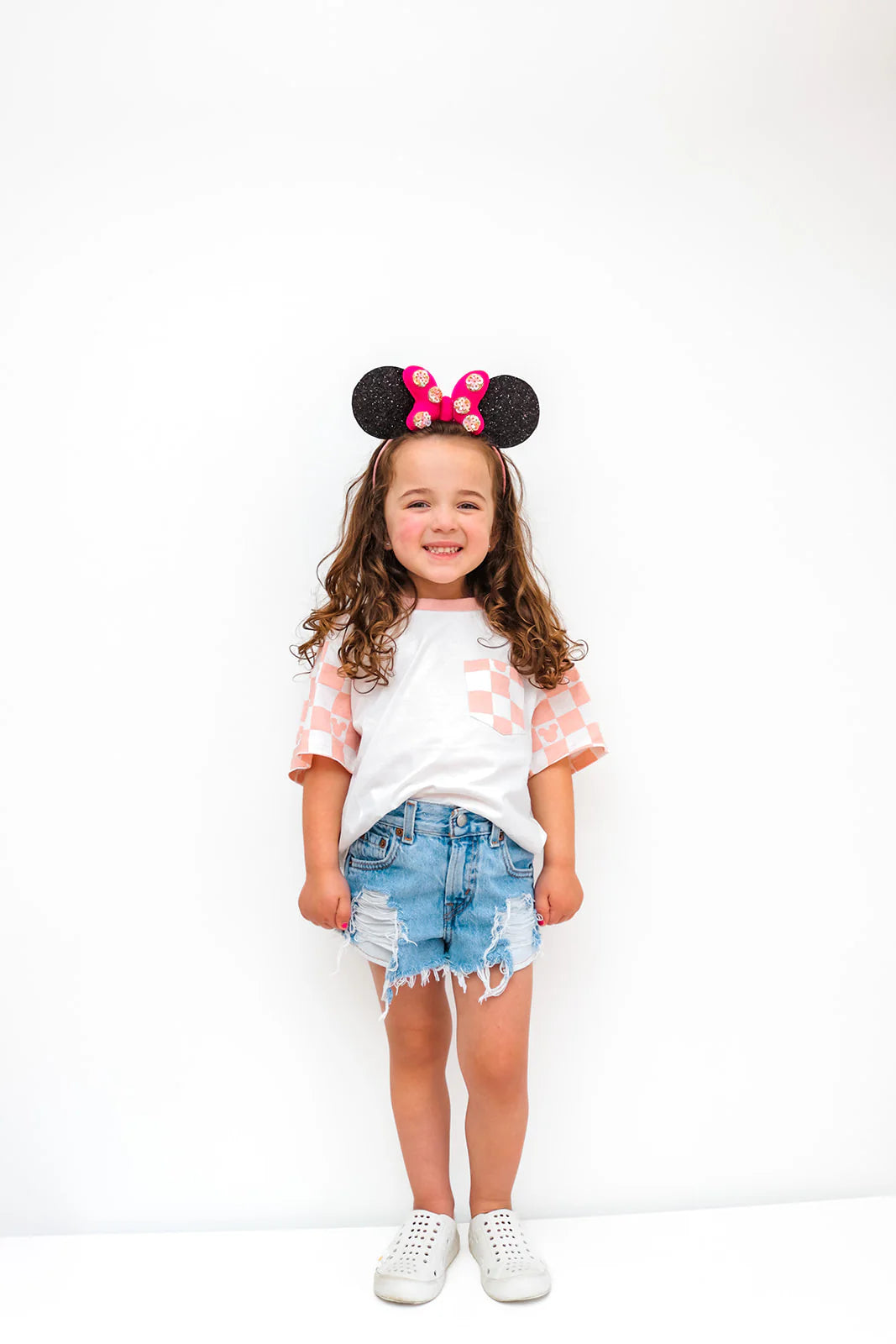 Pink Checkered Pocket T-Shirt