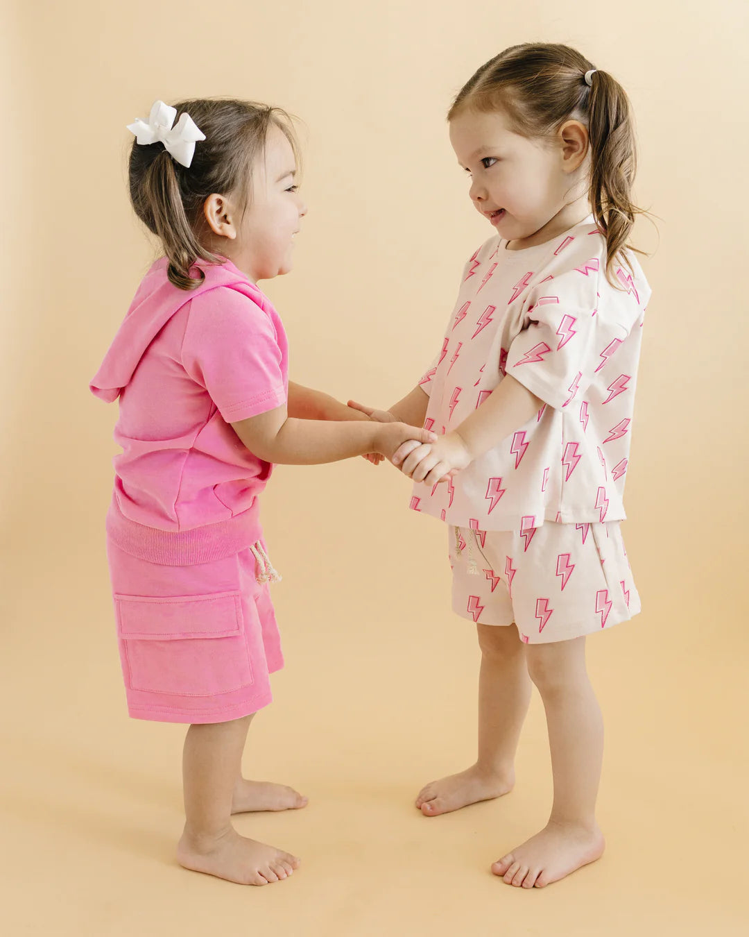 Lucky Panda Short Set-Pink Bolts