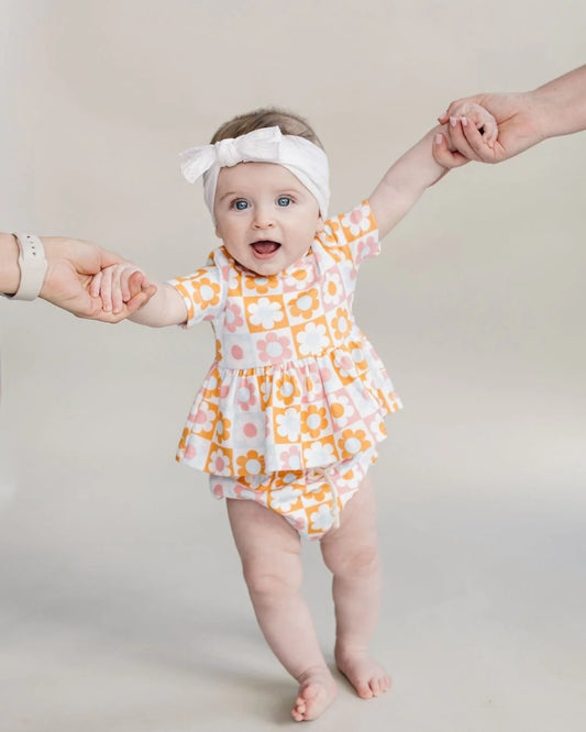 Cotton Peplum set- Checks and Flowers