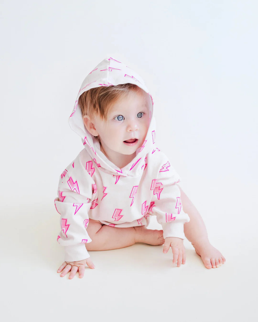 Hooded Bubble Romper-Pink Bolts